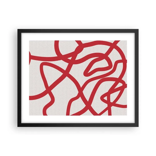 Póster en marco negro - Rojo sobre blanco - 50x40 cm