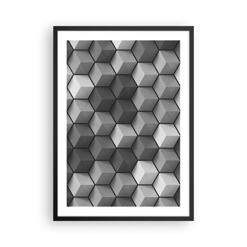 Póster en marco negro - Rompecabezas cubista - 50x70 cm