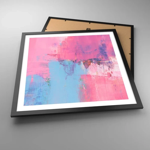 Póster en marco negro - Rosa, azul y una pizca de luz - 50x50 cm