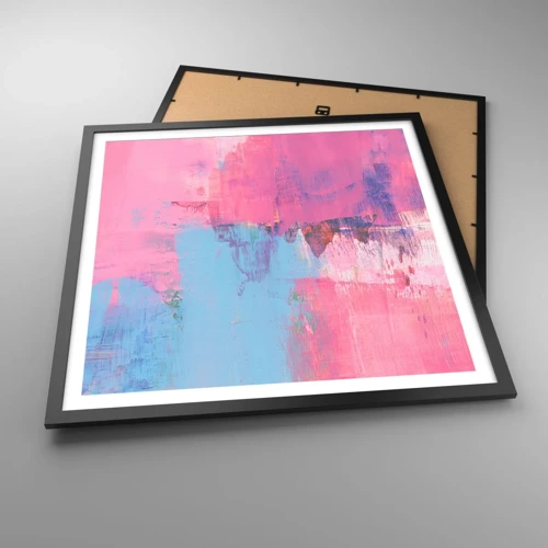 Póster en marco negro - Rosa, azul y una pizca de luz - 60x60 cm