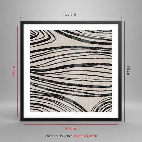 Póster en marco negro - Salpicadura de líneas - 50x50 cm