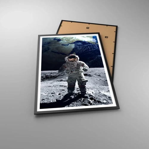 Póster en marco negro - Saludos desde la Luna - 61x91 cm