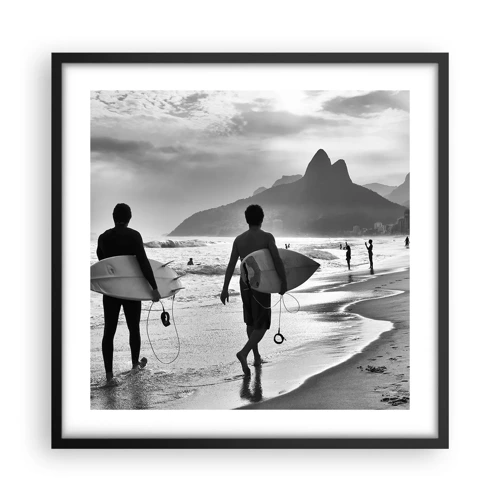 Póster en marco negro - Samba para una ola - 50x50 cm