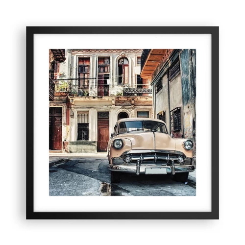 Póster en marco negro - Siesta en La Habana - 40x40 cm