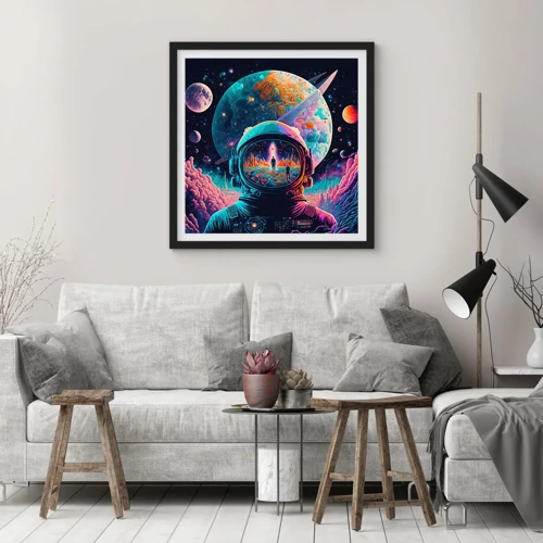 Póster en marco negro - Sueños de niño - 40x40 cm