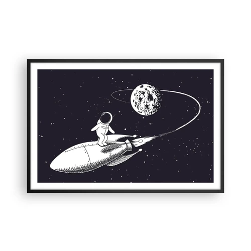 Póster en marco negro - Surfista espacial - 91x61 cm