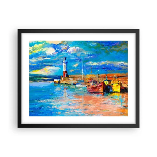 Póster en marco negro - Tarde en la bahía del arco iris - 50x40 cm