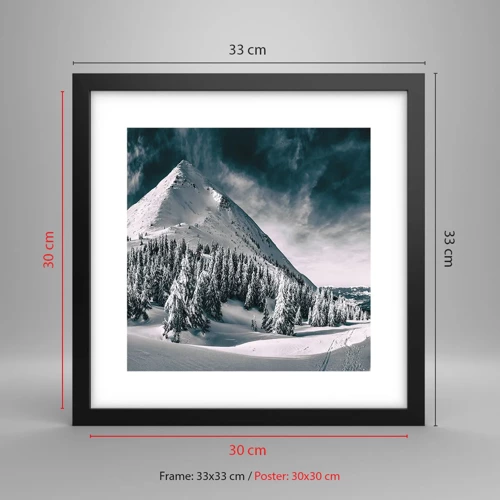 Póster en marco negro - Tierra de nieve y hielo - 30x30 cm