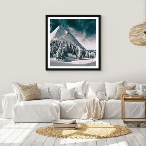 Póster en marco negro - Tierra de nieve y hielo - 30x30 cm