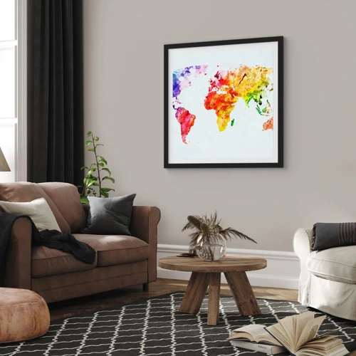 Póster en marco negro - Todos los colores del mundo - 30x30 cm