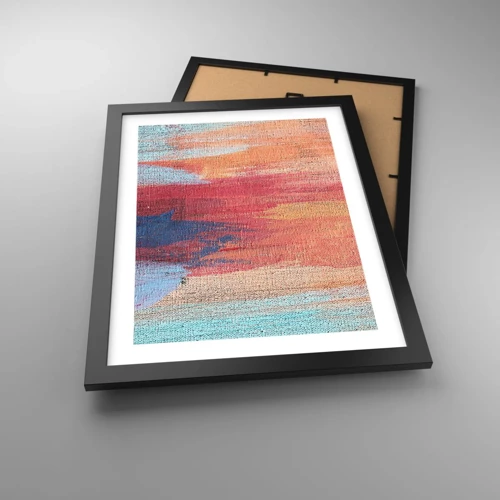 Póster en marco negro - Trazos de arco iris - 30x40 cm