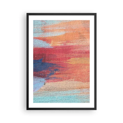 Póster en marco negro - Trazos de arco iris - 50x70 cm