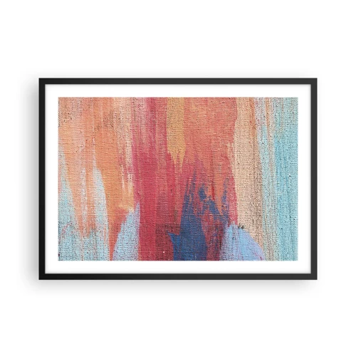 Póster en marco negro - Trazos de arco iris - 70x50 cm