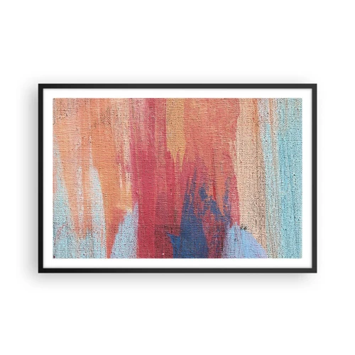 Póster en marco negro - Trazos de arco iris - 91x61 cm