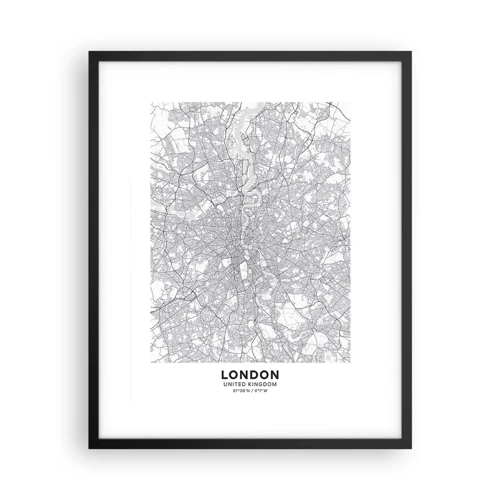 Póster en marco negro - Un mapa del laberinto de Londres - 40x50 cm