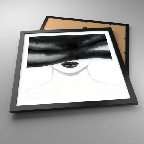 Póster en marco negro - Un misterio sensual - 40x40 cm