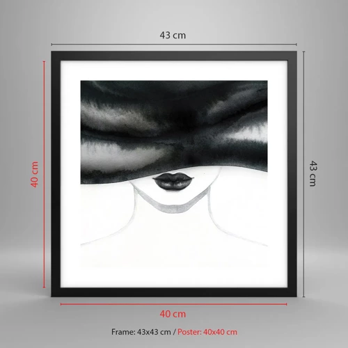 Póster en marco negro - Un misterio sensual - 40x40 cm