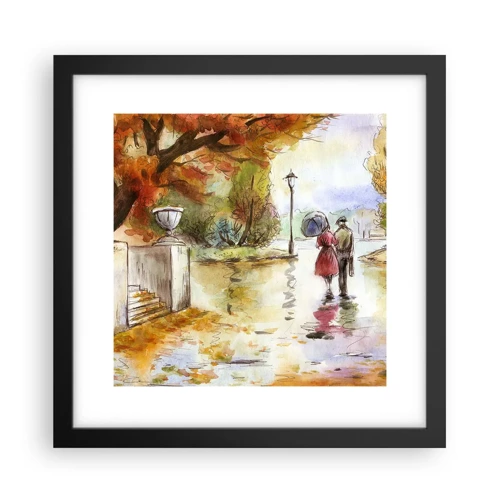 Póster en marco negro - Un otoño romántico en el parque - 30x30 cm