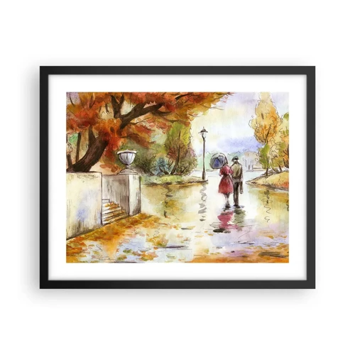 Póster en marco negro - Un otoño romántico en el parque - 50x40 cm