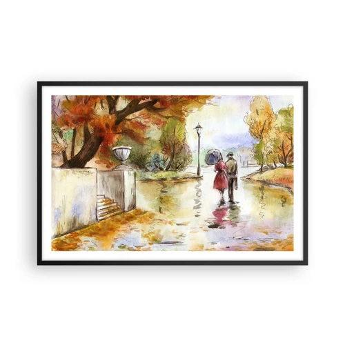 Póster en marco negro - Un otoño romántico en el parque - 91x61 cm