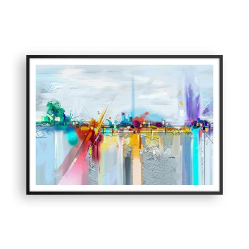 Póster en marco negro - Un puente de alegría sobre el río de la vida - 100x70 cm