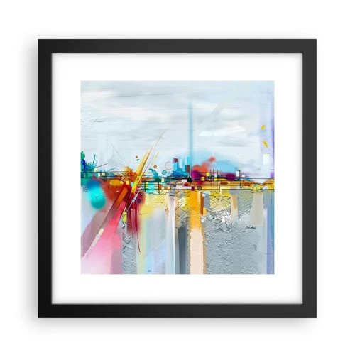 Póster en marco negro - Un puente de alegría sobre el río de la vida - 30x30 cm