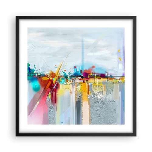 Póster en marco negro - Un puente de alegría sobre el río de la vida - 50x50 cm