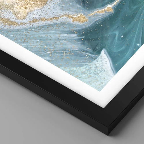 Póster en marco negro - Un remolino de oro y turquesa - 30x40 cm