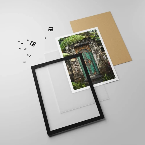 Póster en marco negro - Una puerta a un mundo exótico - 50x70 cm