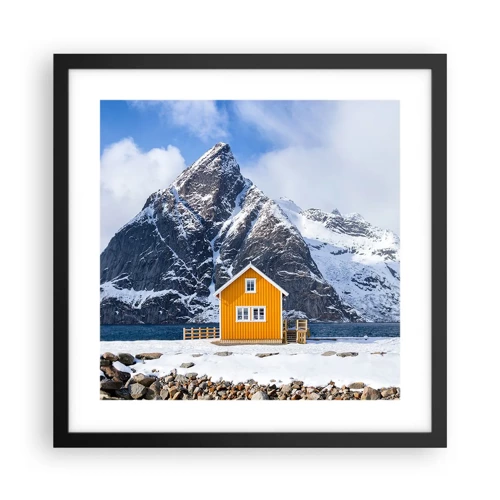 Póster en marco negro - Vacaciones escandinavas - 40x40 cm