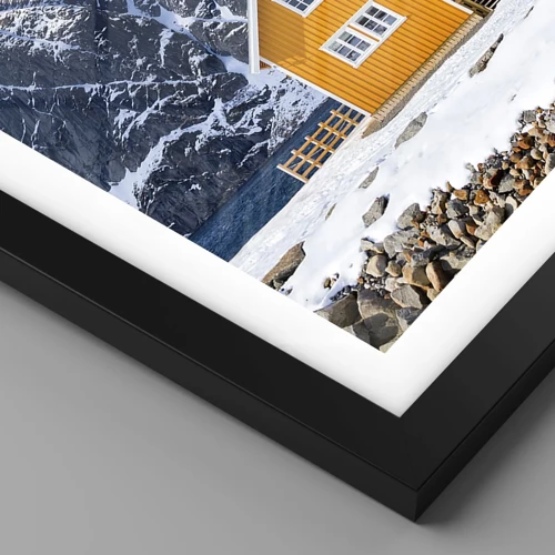 Póster en marco negro - Vacaciones escandinavas - 60x60 cm
