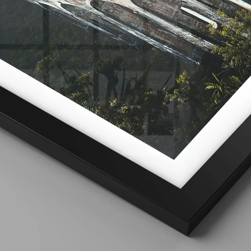 Póster en marco negro - Vías sobre la naturaleza - 60x60 cm