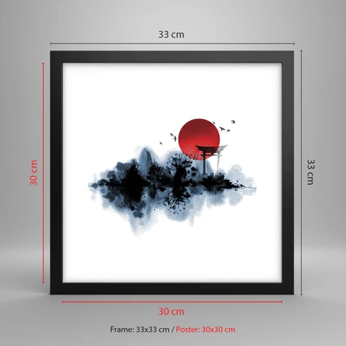 Póster en marco negro - Visión japonesa - 30x30 cm