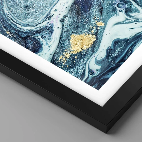 Póster en marco negro - Vórtice azul - 60x60 cm