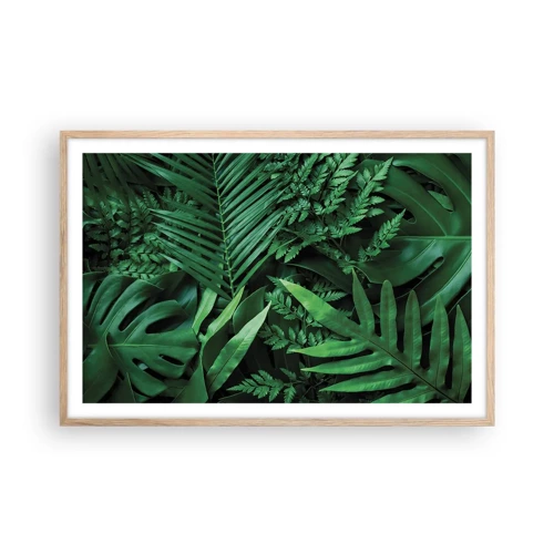 Póster en marco roble claro - Abrazo verde - 91x61 cm