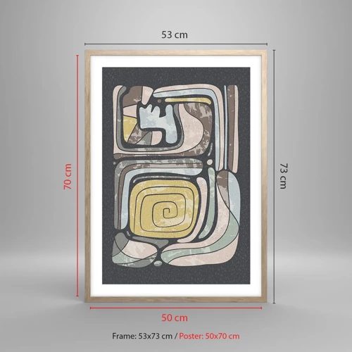 Póster en marco roble claro - Abstracción con espíritu precolombino - 50x70 cm