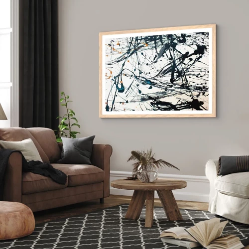 Póster en marco roble claro - Abstracción expresionista - 100x70 cm