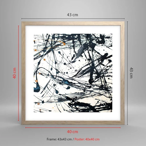Póster en marco roble claro - Abstracción expresionista - 40x40 cm