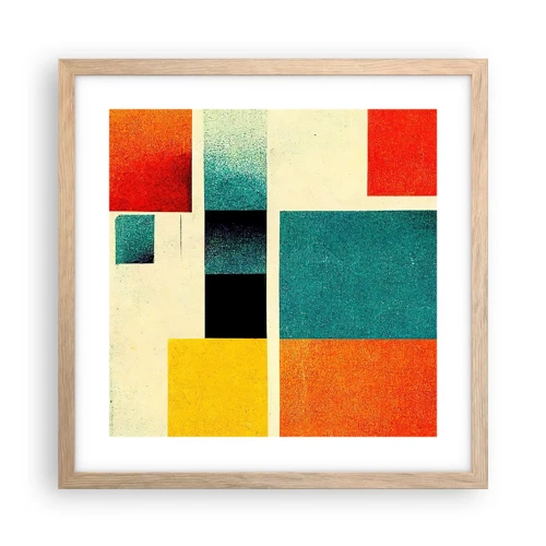 Póster en marco roble claro - Abstracción geométrica - buena energía - 40x40 cm