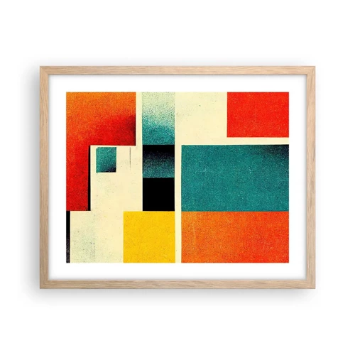 Póster en marco roble claro - Abstracción geométrica - buena energía - 50x40 cm