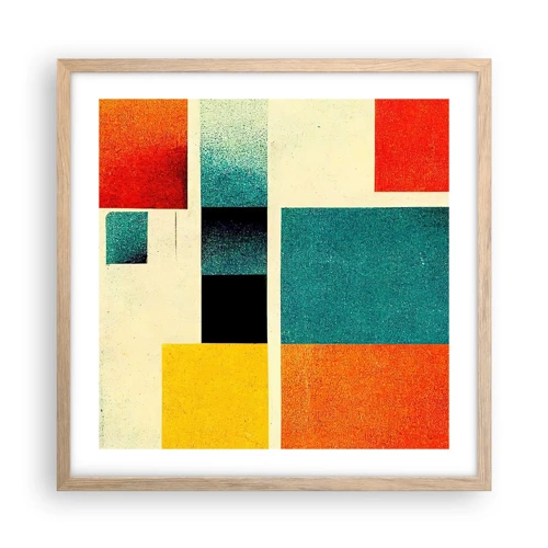 Póster en marco roble claro - Abstracción geométrica - buena energía - 50x50 cm