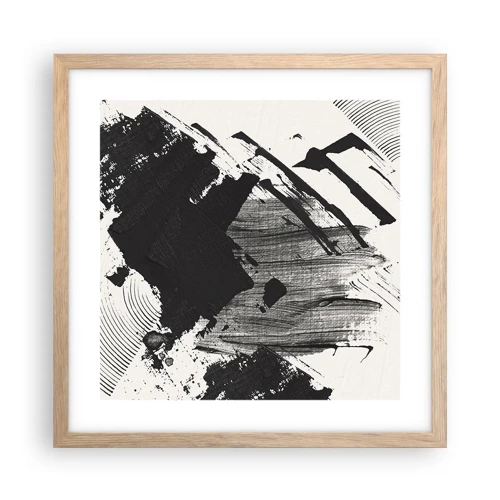 Póster en marco roble claro - Abstracción: la expresión del negro - 40x40 cm