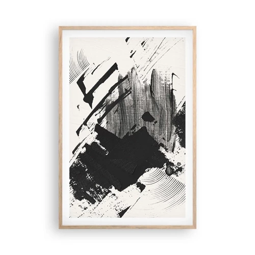 Póster en marco roble claro - Abstracción: la expresión del negro - 61x91 cm