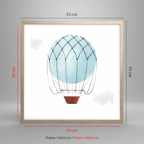 Póster en marco roble claro - Acariciando las nubes - 50x50 cm
