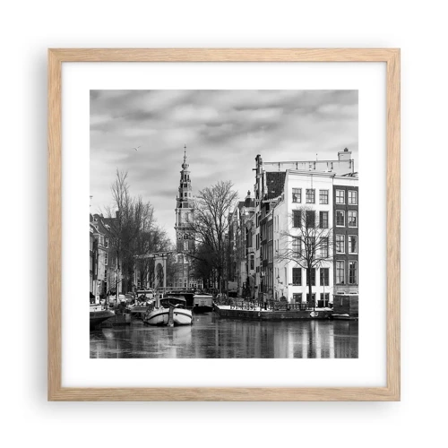 Póster en marco roble claro - Ambiente de Ámsterdam - 40x40 cm