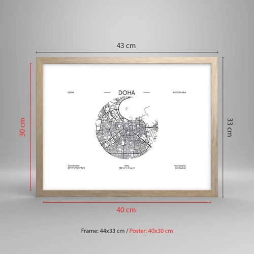 Póster en marco roble claro - Anatomía de Doha - 40x30 cm