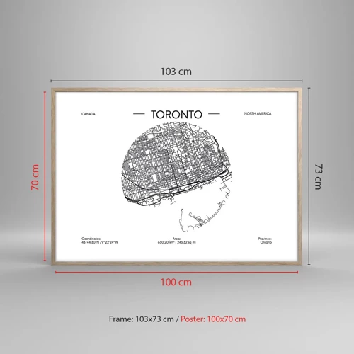 Póster en marco roble claro - Anatomía de Toronto - 100x70 cm