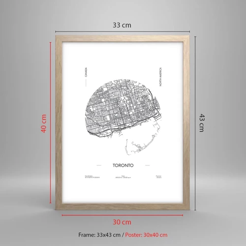 Póster en marco roble claro - Anatomía de Toronto - 30x40 cm