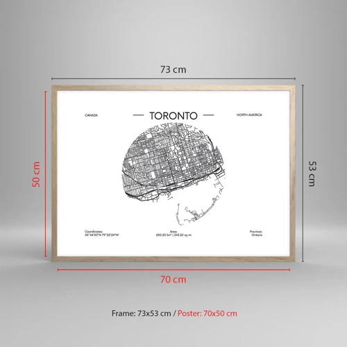 Póster en marco roble claro - Anatomía de Toronto - 70x50 cm