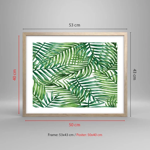 Póster en marco roble claro - Bajo el verde - 50x40 cm